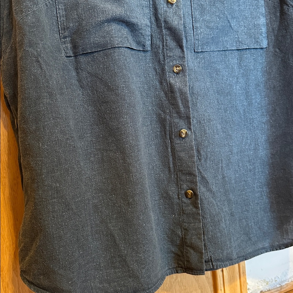 Fjällräven Övik Hemp SS Relaxed Fit Women’s Large Blue Button-Up Shirt - Picture 9 of 10